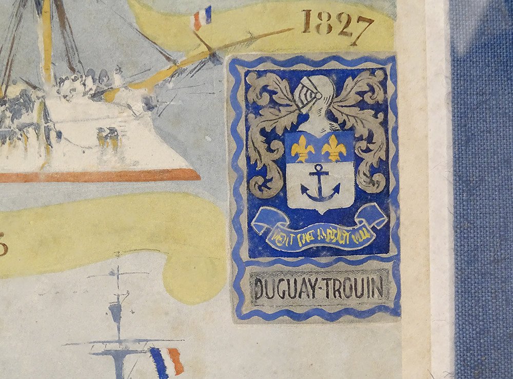 Gouache Albert Brenet Boats Ship Frigate Duguay-trouin Coat Of Arms Twentieth-photo-2