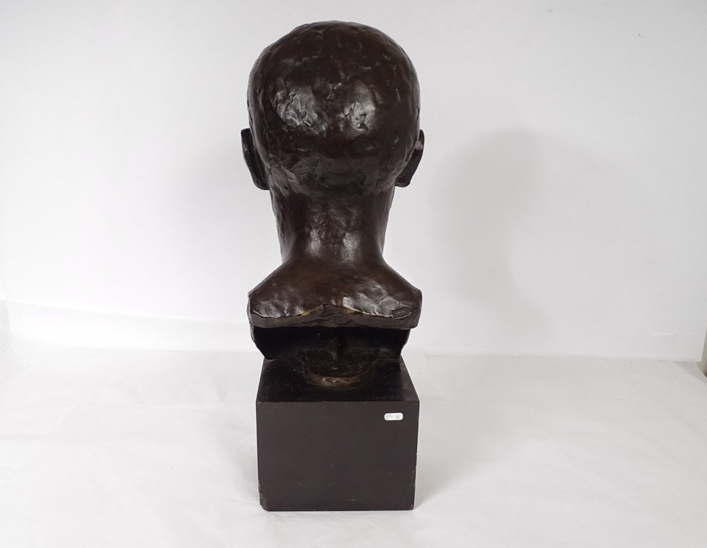 Bronze Bust Sculpture Man Founder Head Bisceglia Lost Wax Nineteenth Century-photo-3