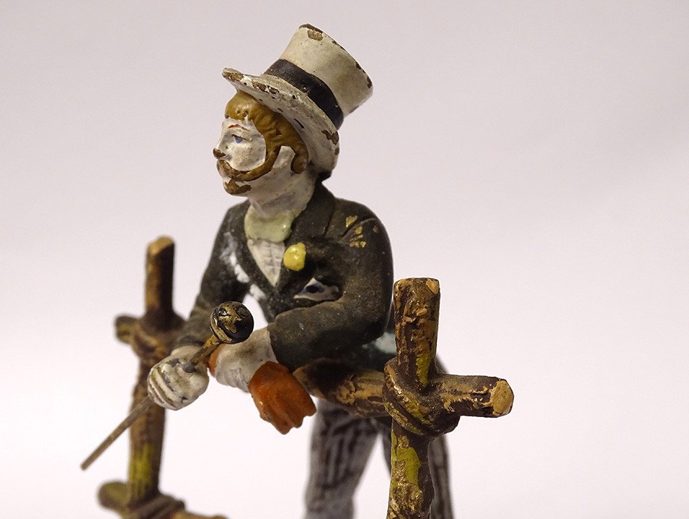 Small Vienna Bronze Sculpture Character Dandy Cane Field Racing Nineteenth-photo-4