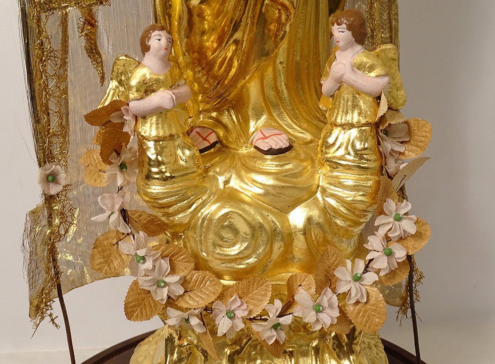 Grande Vierge de Marseille Santibelli Terre Cuite Enfant Jésus Globe XIXème-photo-6