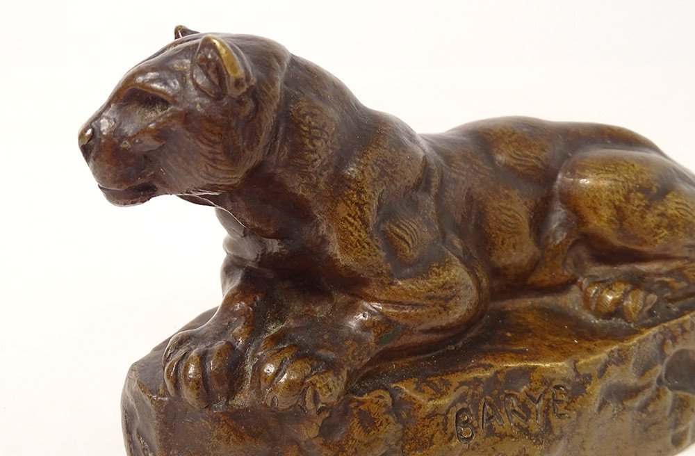 Bronze Sculpture Barye Panther Of Tunis Lioness Nineteenth Animal Sculptor-photo-1