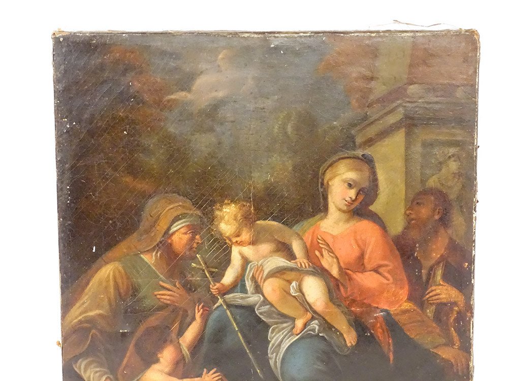 Hst Religious Painting Jesus Saint John The Baptist Holy Family Virgin Nineteenth-photo-3