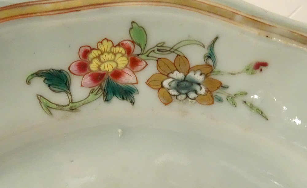 Paire Plats Porcelaine Compagnie Des Indes Oiseaux Faisans Fleurs XVIIIème-photo-2