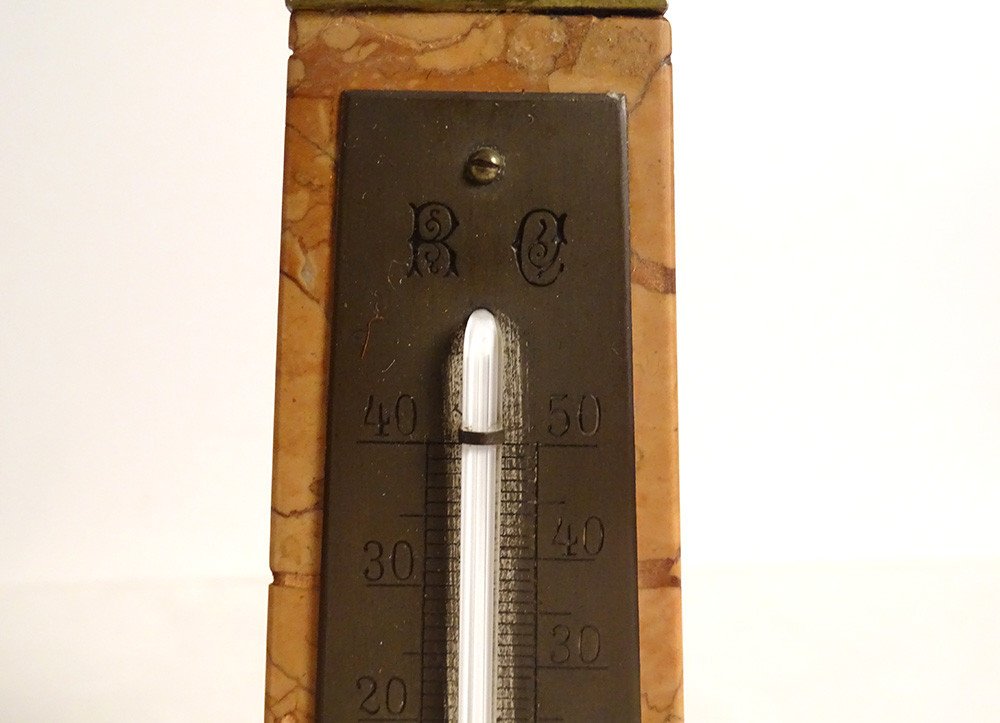 Marble Brass Thermometer Gilt Bronze Eagle Obelisk 1900 Late 19th Century-photo-2