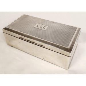 Cigarette Box Sterling Silver English Birmingham Frieze Greek Twentieth