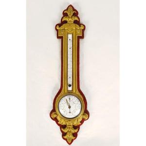 Barometer Thermometer Gilt Bronze Eugène Bazart Paris Napoleon III XIXth