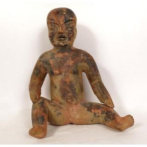 Pre-columbian Sculpture Olmec Character Las Bocas Mexico Terracotta