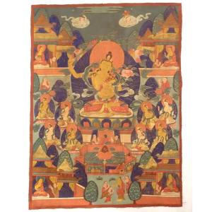 Thangka Tibetan Buddhist Painting Bodhisattva Manjushri Tibet 20th