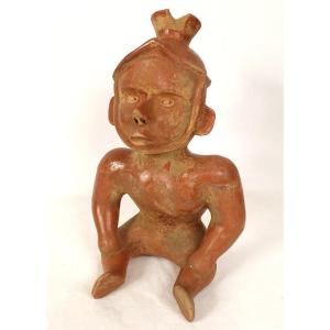 Statuette Pre-columbian Sculpture Colima Mexico Seated Hunchback Character