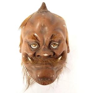 Noh Mask Polychrome Theater Demon Gigaku Obeshimi Edo Japan 19th