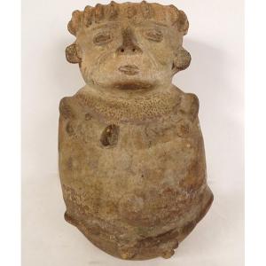 Large Vase Pre-columbian Anthropomorphic Sculpture Chancay Peru Terracotta