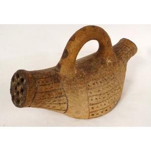 Pre-columbian Stirrup Vase Mochica Culture Peru Polychrome Terracotta