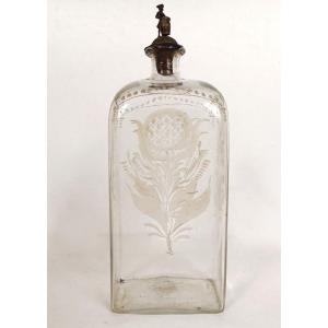 Bottle Flask Blown Glass Engraved Flowers Character Holland XVIII