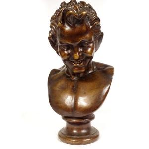 Sculpture Buste Bronze Satyre Faune De Vienne Fonderie Chapal Auray XXème