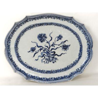 White Porcelain Dish Compagnie Des Indes Blue Flowers Kangxi XVIIIè