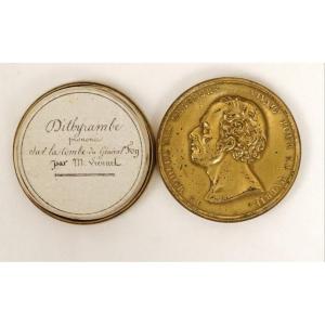 Médaille Boîte Laiton Portrait Général Empire Foy 16 Gravures Waterloo XIXè