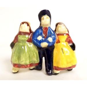 Trio Earthenware Characters Henriot Quimper I Sévellec Breton Wedding 20th