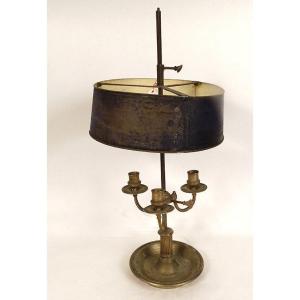 Lampe Bouillotte Louis XVI 3 Feux Bronze Abat-jour Tôle Peinte XVIIIème