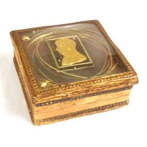 Small Cardboard Box Golden Paper Profile Napoleon First Consul Brenet 19th
