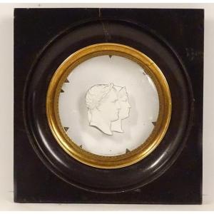 Profiles Napoleon Joséphine Desprez Empire Crystal-ceramic Miniature 19th