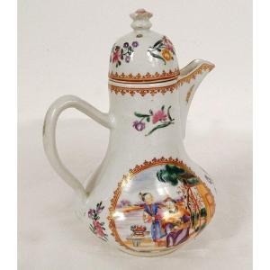 Porcelain Coffee Jug Compagnie Indes 18th Century Mandarin Palette Decor