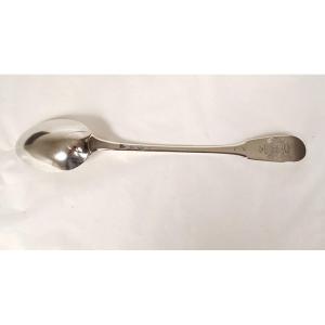 Silver Stew Spoon Farmers General Rennes Coat Of Arms Chastel Rouvraye 18th