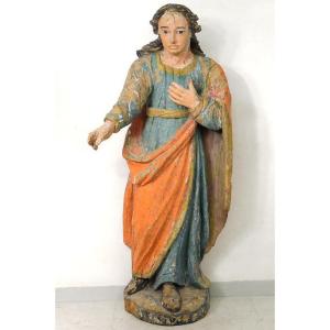 Statue Religieuse Bois Sculpté Polychrome Saint-just Beauvais Auxerre XVIIè