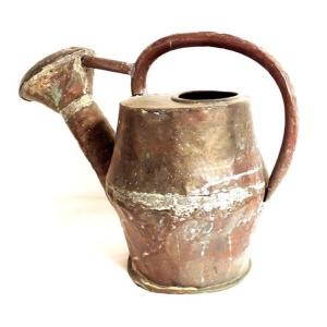 Antique Copper Baluster Watering Can Signed Peschard Quai Mégisserie Paris 19th Century