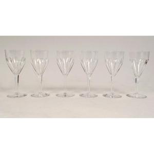 6 Saint-louis Cut Crystal Porto Aperitif Glasses Bristol Model 20th Century