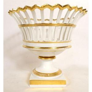 Porcelain Paris Openwork Gilding Empire Centerpiece Basket Cup 19th Century