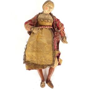 Neapolitan Santon Polychrome Terracotta Woman Nativity Scene Sculpture 18th Century