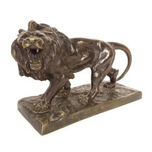 Sculpture Bronze Hippolyte Marius Galy Lion Rugissant Animalier XIXè Siècle