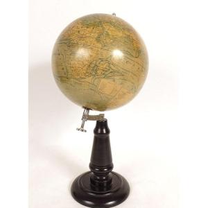 Terrestrial Globe World Map Geographer Forest Girard Barrère Paris Wood 20th