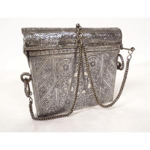 Moroccan Silver Quran Box Hegira 1333 Flowers Stars Morocco 370gr 20th Century