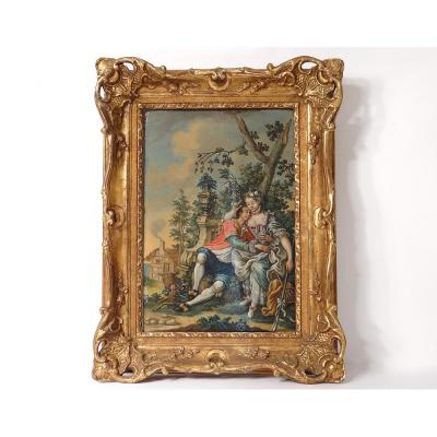 Hsp Table Galante Scene Couple Bergère Romantic Landscape XVIII