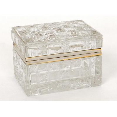 Box Box Crystal Cut Baccarat France Golden Brass Nineteenth
