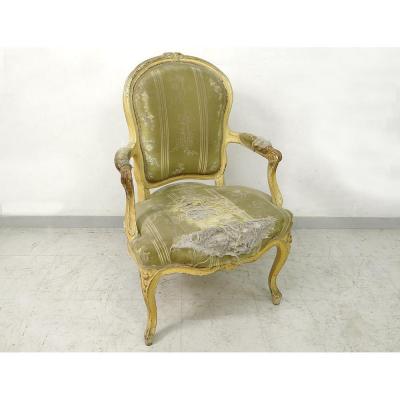 Louis XV Cabriolet Armchair Carved Lacquered Wood Stamped Courtois XVIII