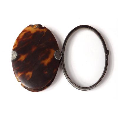 Oval Pocket Magnifier In Tortoiseshell Frame Sterling Silver Eighteenth Century