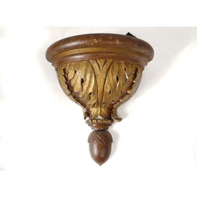 Console Wall Mount Carved Wood Gilded Leaves Acanthe Woodwork Nineteenth