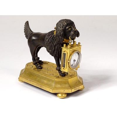 Clock Gilt Bronze Poodle Dog Berthoud Paris XIXth Century