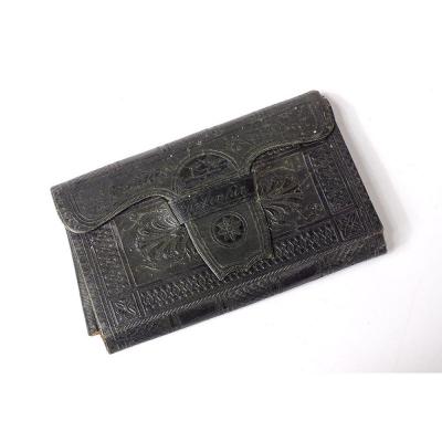 Souvenir Leather Wallet Engravings Castles Germany XIX Calendar