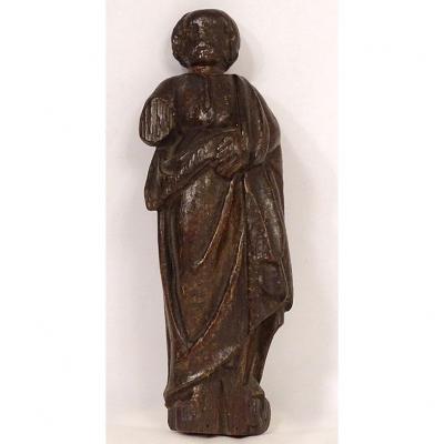 Small Sculpture Statuette Carved Wood Character Saint Peter XVII
