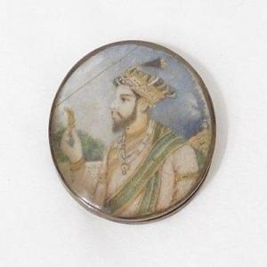 Indian Persian Painted Miniature Portrait Maharaja Prince XIXth Century