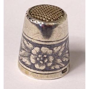 Thimble Russian Sterling Silver Niellé Flowers 6.48gr XXth Century