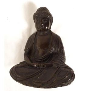 Sculpture Bronze Bouddha Amitabha Assis Padmasana Bouddhisme Tibet XIXème
