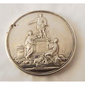 Médaille Argent Louis XV Pose Pierre Statue Rennes Bretagne 33,43gr 1744