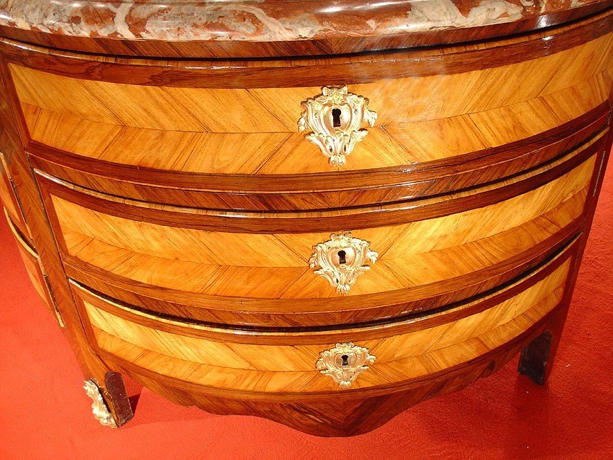 18th C  French Regence  Half Moon Commode-photo-5