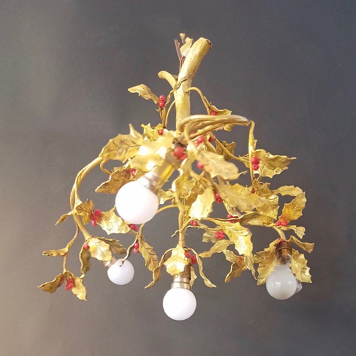 "holly Chandelier" Art Nouveau France Circa 1900-1920