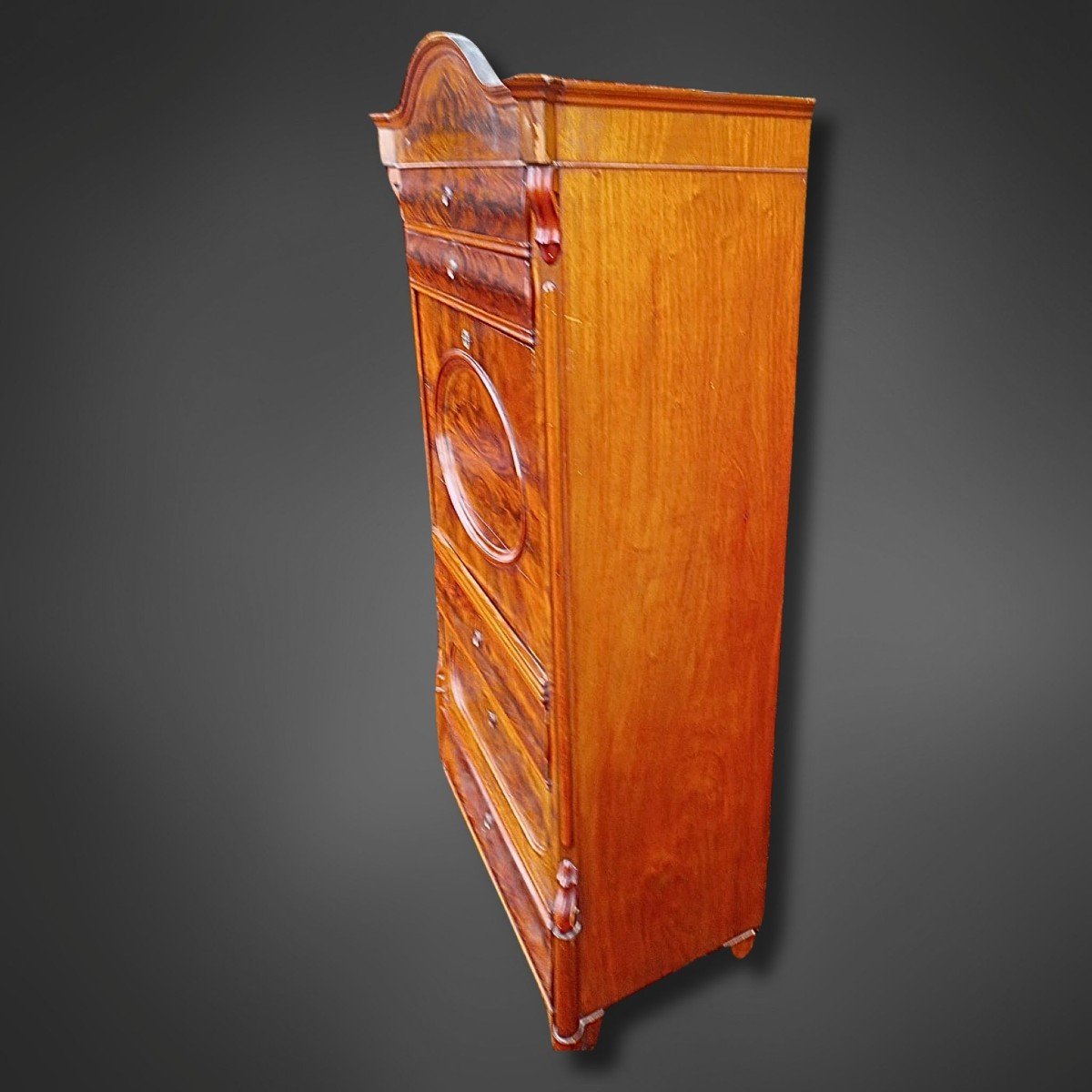 Louis-philippe / Late Biedermeier Secretary, Circa 1870–1880, Solid Mahogany-photo-2