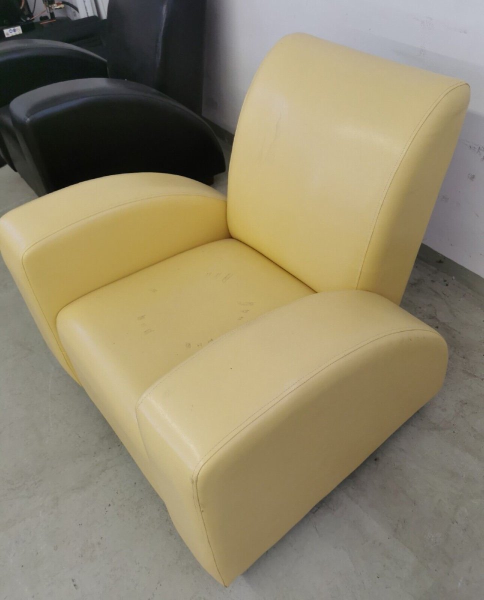 Black Leather Armchair From The 60s